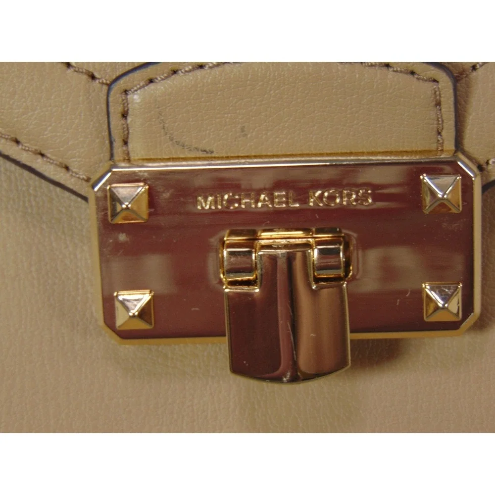Michael Kors Handbag Jet Set Tan Leather Chain Strap Flap Turn Lock Shoulder Bag